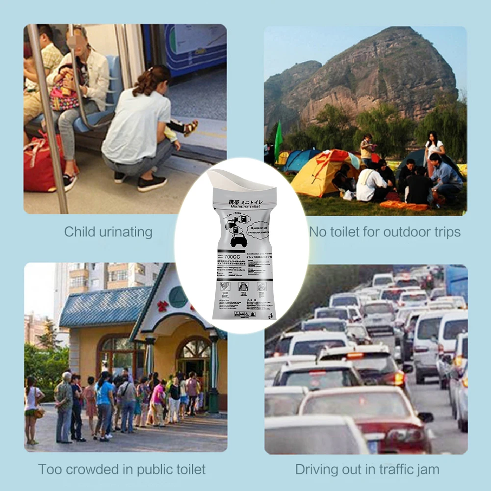 700ML Easy Take Piss Bags Unisex Travel Mini Mobile Toilet -Proof Outdoor Emergency Toilets for Men Women Kids Patient