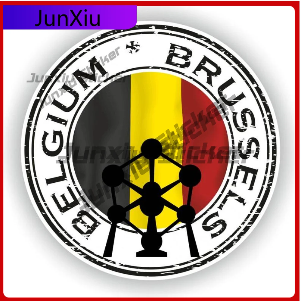 

Belgium Brussels Featuring Seal Emblem Seal Sticker Round Flag Stickers Scratch Conceal Designed For Fuel Tank Cap Suv For