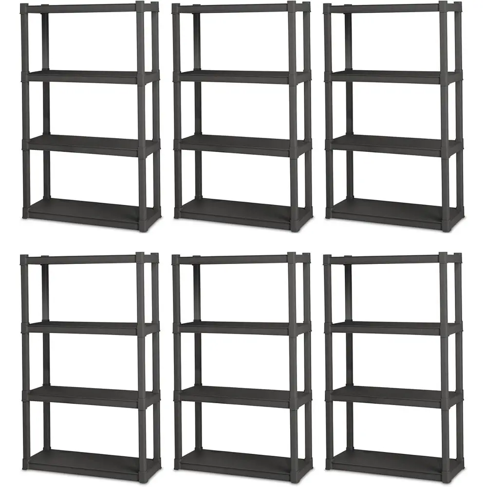 

6-уровневый сверхпрочный пластиковый стеллаж для хранения для кухни, ванной комнаты и гаража