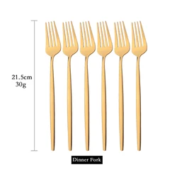 6Pcs Mirror Dinner Forks Cutlery Gold Stainless Steel Fork Flatware Kitchen Silverware Western Dinnerware Restaurant Fork Set