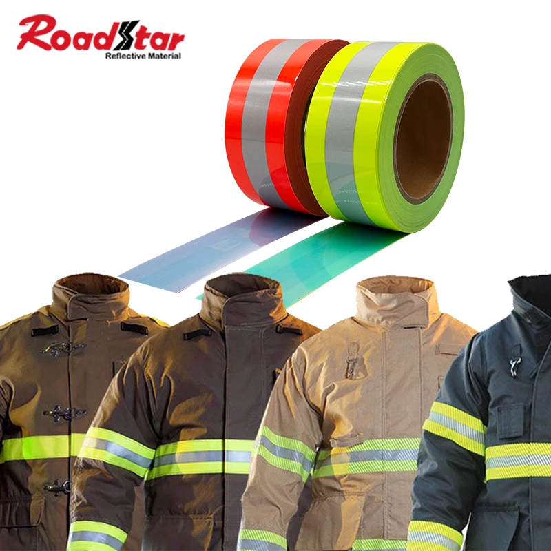 Roadstar bicolor reflexivo fita de transferência de calor fita de advertência ferro em roupas workwear segurança pessoal