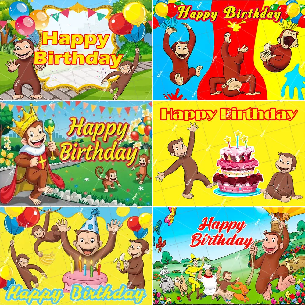 

Cartoon George Monkey Theme Backdrop Children Birthday Party Decoration Supplies Baby Shower Photo Shoot Props Banner Gifts