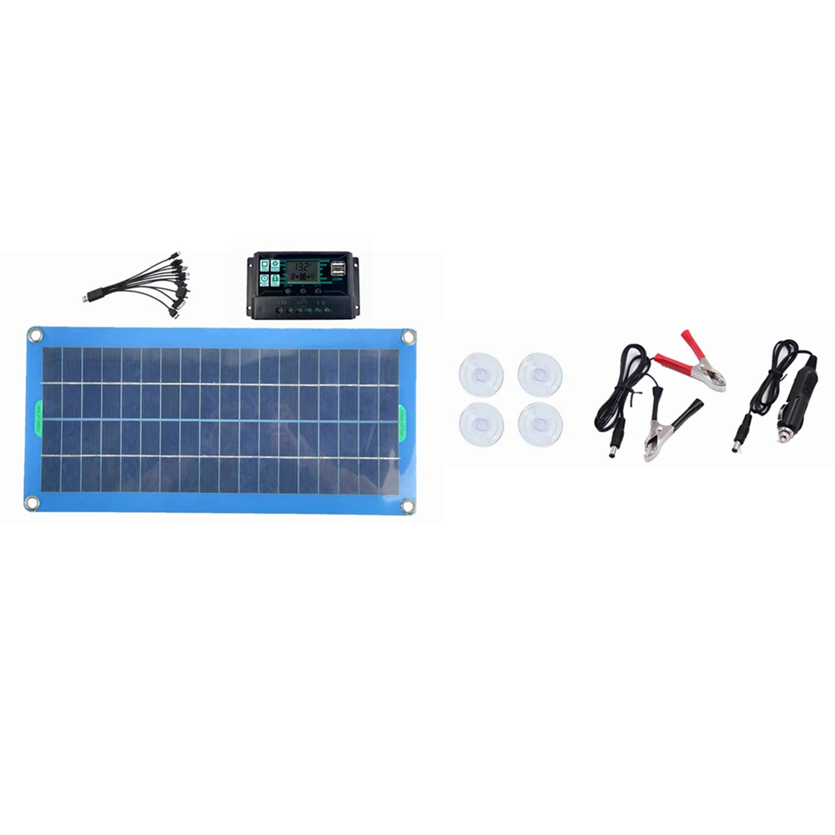 VEHO-3X 300W Solar Panel 12V 5V Dual USB Controller Waterproof Monocrystalin Solar Cells Battery -100A
