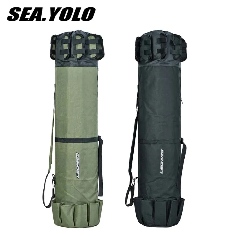 Sea.Yolo Folding Cylindrical Fishing Rod Bucket Bag Bundle Mouth Fishing Bag Fishing Rod Bag Sea Fishing Bag