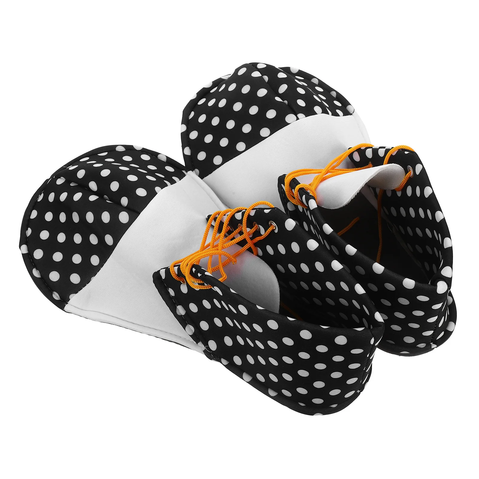 زوج واحد من أحذية المهرج المنقط باللون الأسود والأبيض وإكسسوارات أزياء الهالوين المضحكة للحفلات التنكرية للرجال والنساء كرنفال #2