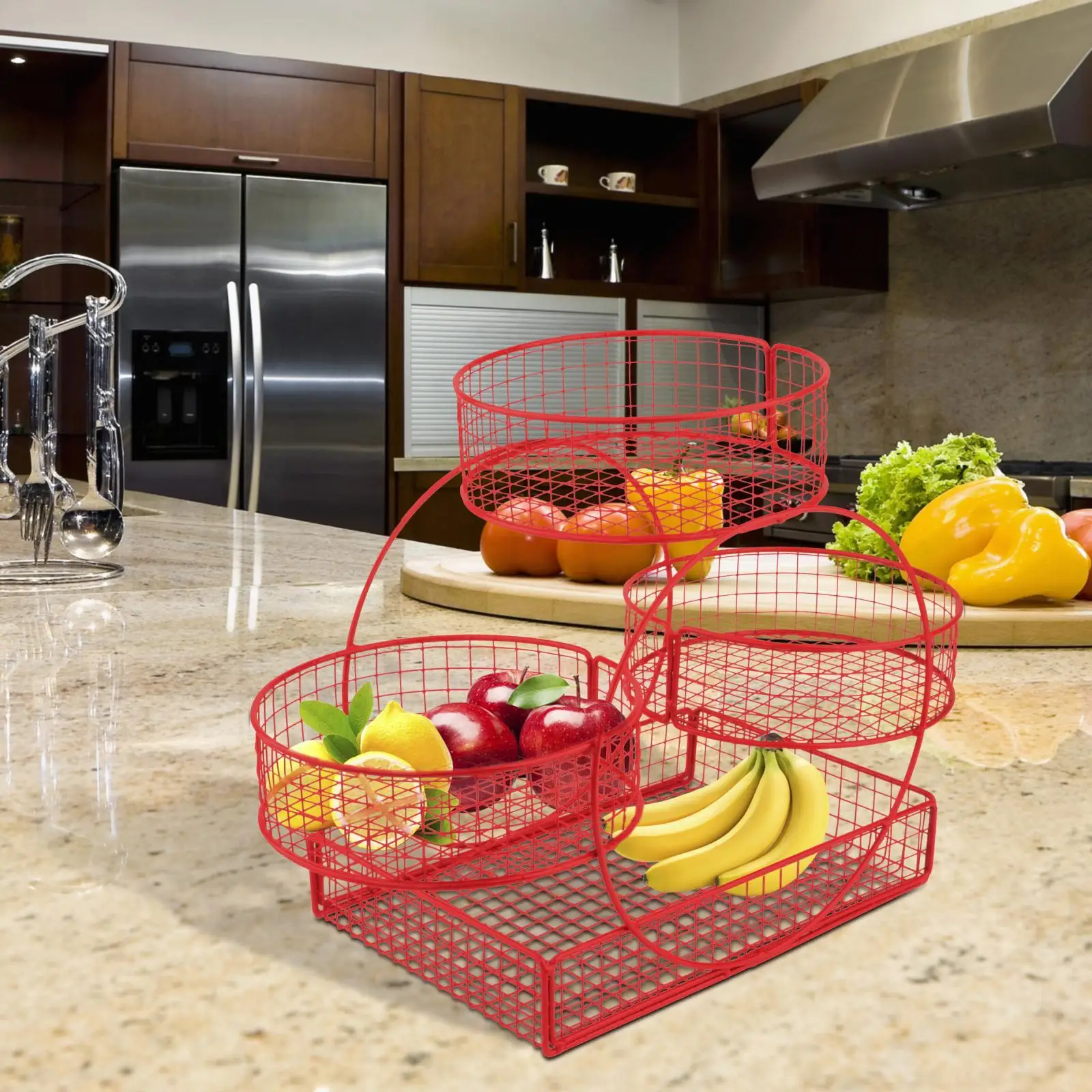 3 Layer Fruit Basket Multiuse Metal Mesh Fruits Stand for Veggie Snack Onion