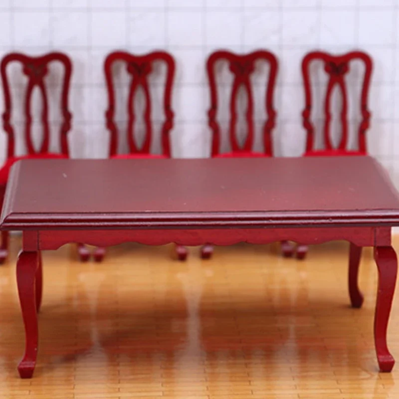 Accessori fai-da-te in miniatura: set di mobili da pranzo in legno retrò in scala 1:12 per case delle bambole