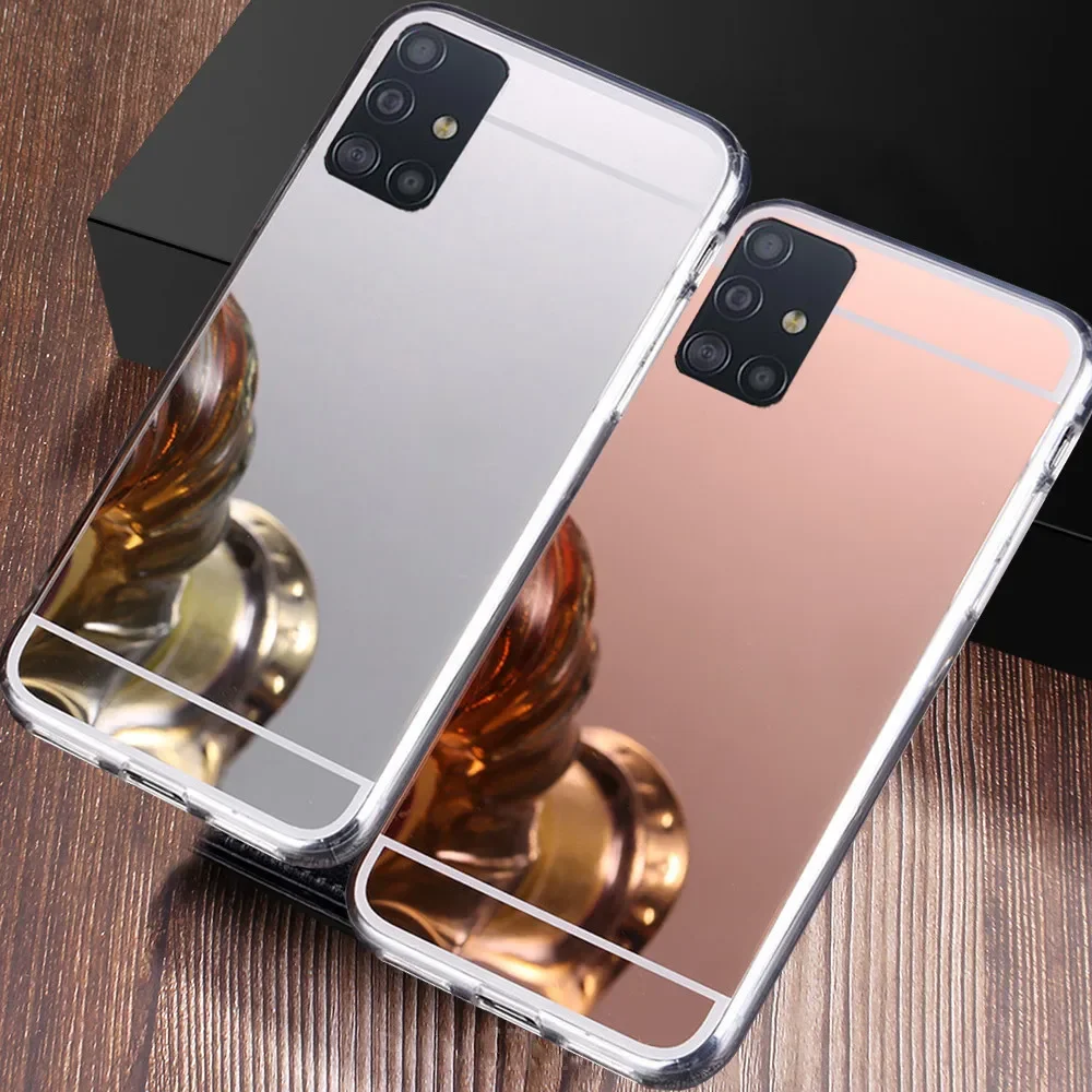 Ayna TPU telefon kılıfı için Samsung A15 A25 A35 A55 A14 A24 A34 A54 A13 A23 A33 A53 A12 A22 A32 A52 A51 A71 A50 arka kapak