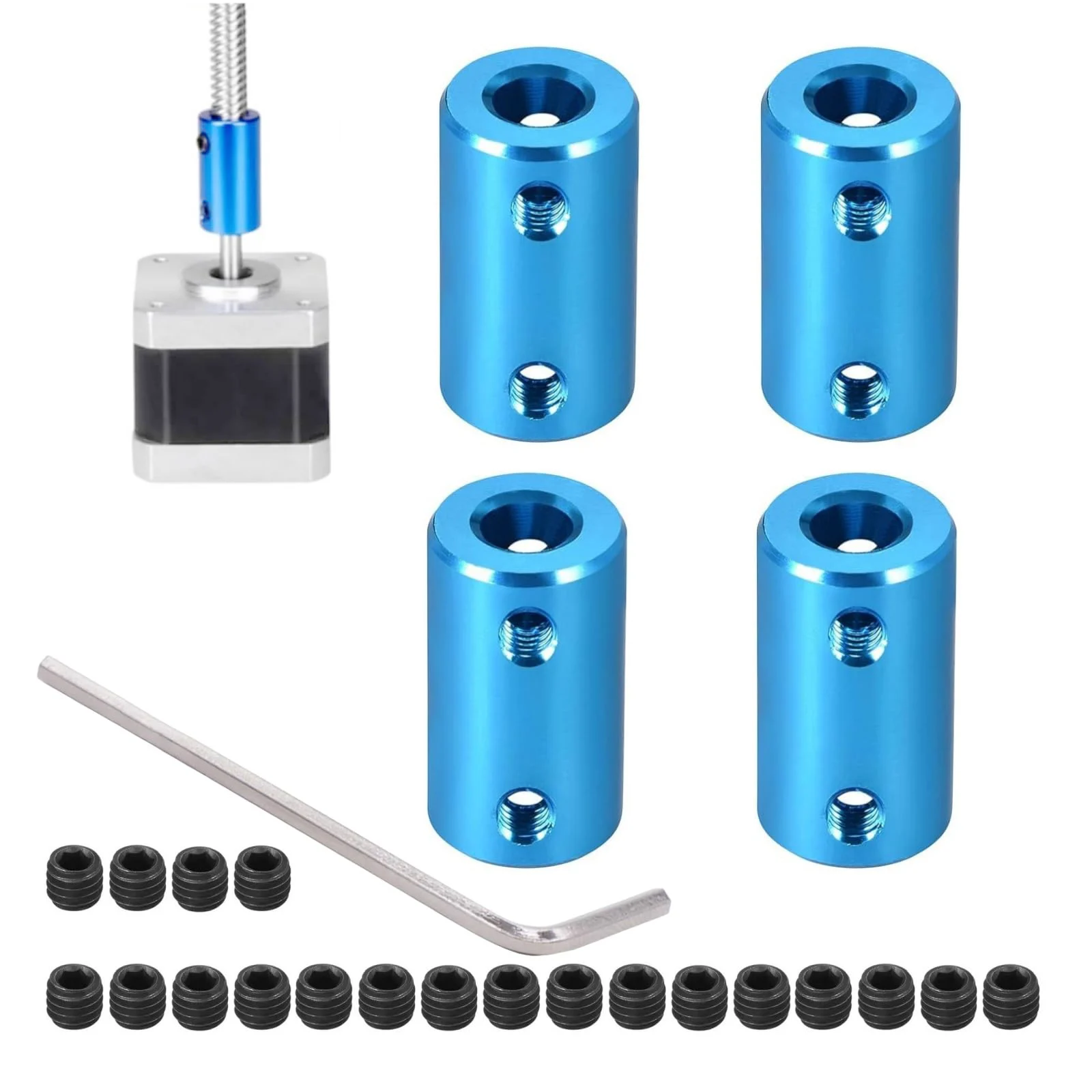 1Pcs Rigid Coupling Set Screws Shaft Coupler Connector Aluminum Alloy Shaft Joint with Screw & Wrench for 3D Printerr,DIY Robots