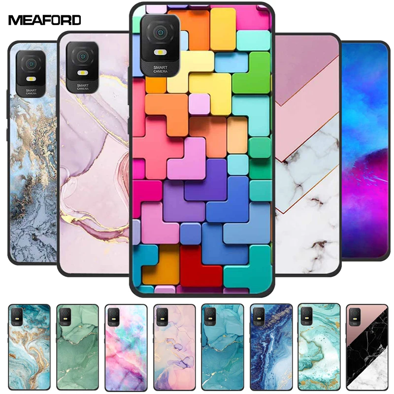 For TCL 403 Case Marble Soft TPU Silicone Back Covers For TCL 403 T431D T431U T431Q Case Protector Black Coque Funda TCL403 Para