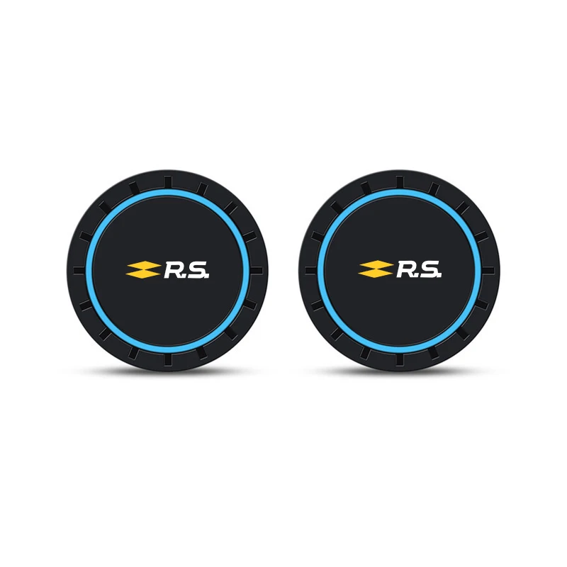 2PCS Car Coasters Water Cup Slots Non-Slip Mat Waterproof Cup Pad For Renault RS Line Fluence Megane Captur Kadjar Arkana Logan