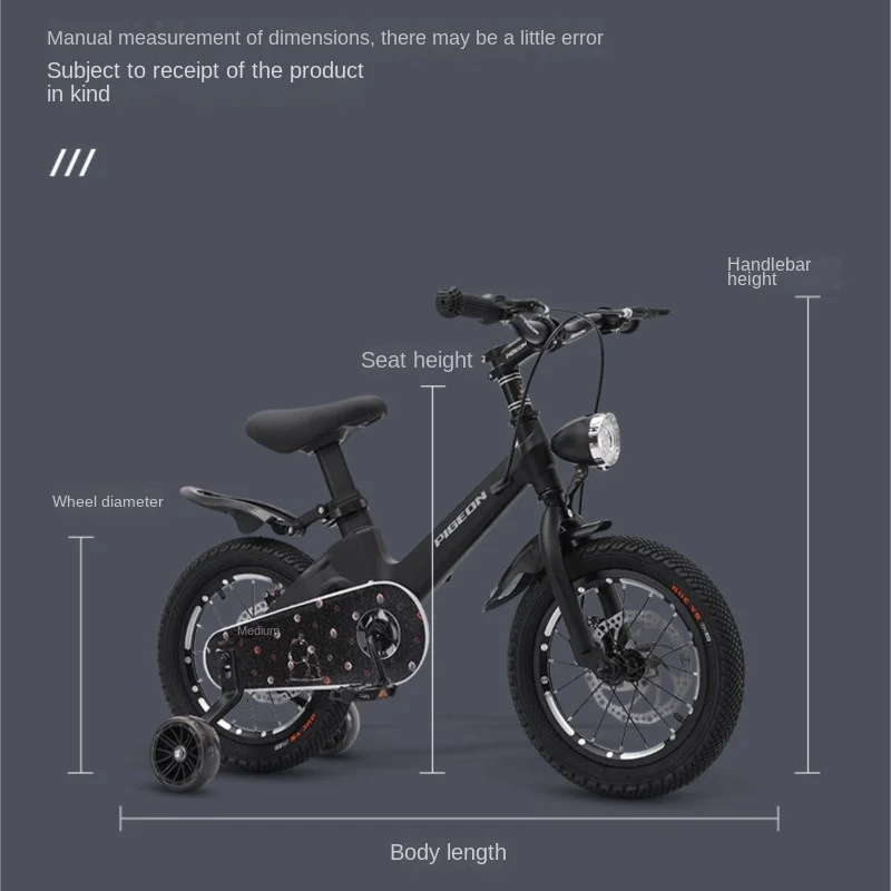 Carbon Steel Kids Bike Girls Boys Bike Magnesium Alloy Stroller Double Disc Brake Kids Bicycle 3-8-10 Years Old 14-16-18 Inches