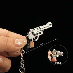 Mini Gun Model Keychain Smith M500 Model Jewelry Weapon Metal Pendant Key Chain Chaveiro Bag Car Key Holders Gift For Kids Men