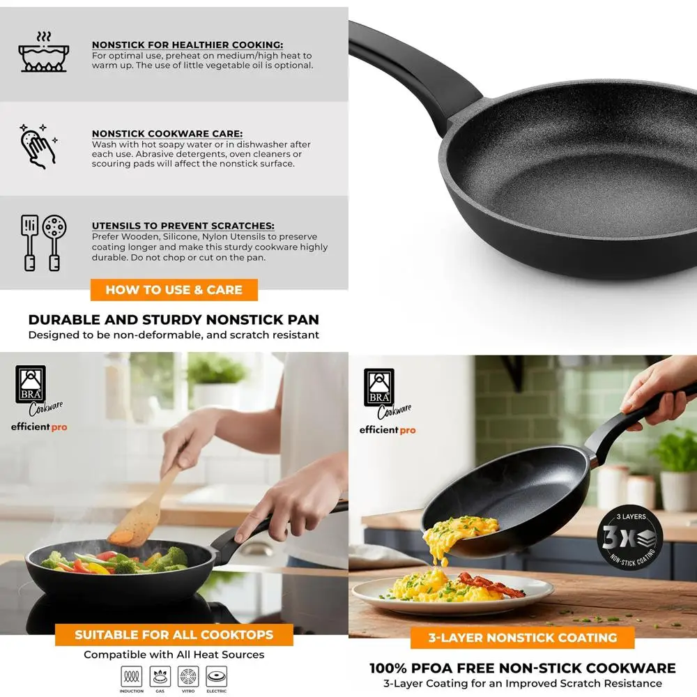 

10.2 Cast Aluminum Nonstick Frying Pan | Scratch-Resistant 3-Layer Coating | PFOA-Free | All Cooktops | Heat-Resistant Handle
