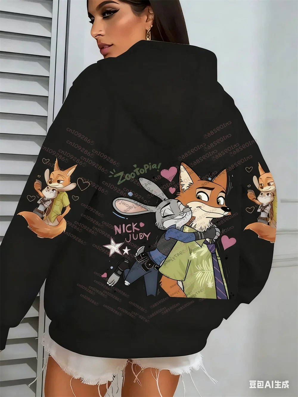 2025-26 الخريف والشتاء ديزني Zootopia2 نيك وجودي احتضان عاشق موضة الاطفال هوديي القطن الرجال النساء زوجين القطن البلوز