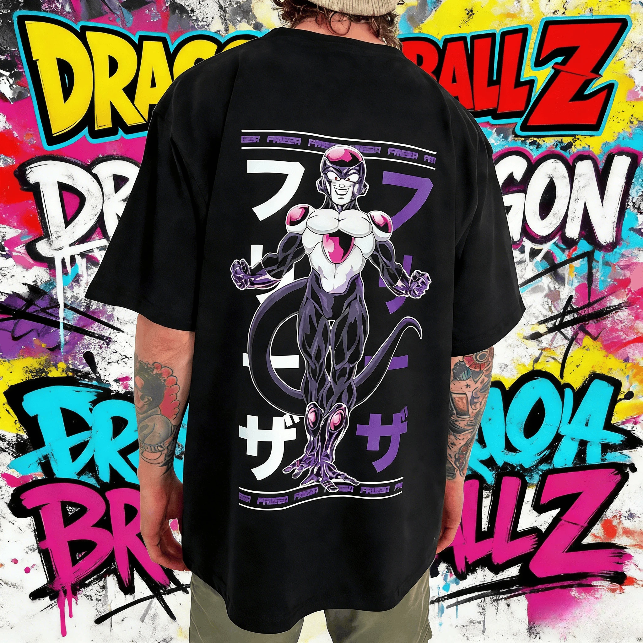 2026 Sommer Dragon Ball Oversized T-Shirt Hochwertige 100% Baumwolle Frieza Anime-Druck Unisex Retro Casual T-Shirt für Erwachsene und Kinder