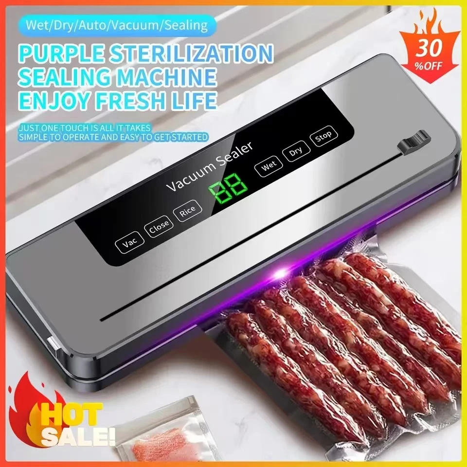 

Food Vacuum Sealer Machine Wet Dry Food Vacuum Packaging Machine With UV Storage Sealing Machine Built-in Cutter Kitchen Food