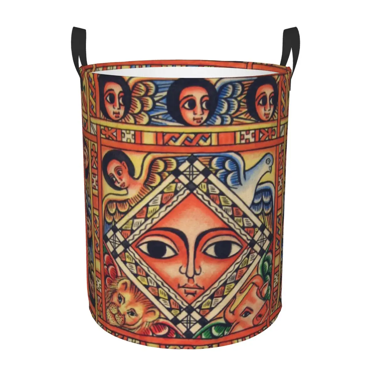 Ethiopian Ancient Art Laundry Basket Collapsible Large Capacity Clothes Storage Bin Baby Hamper