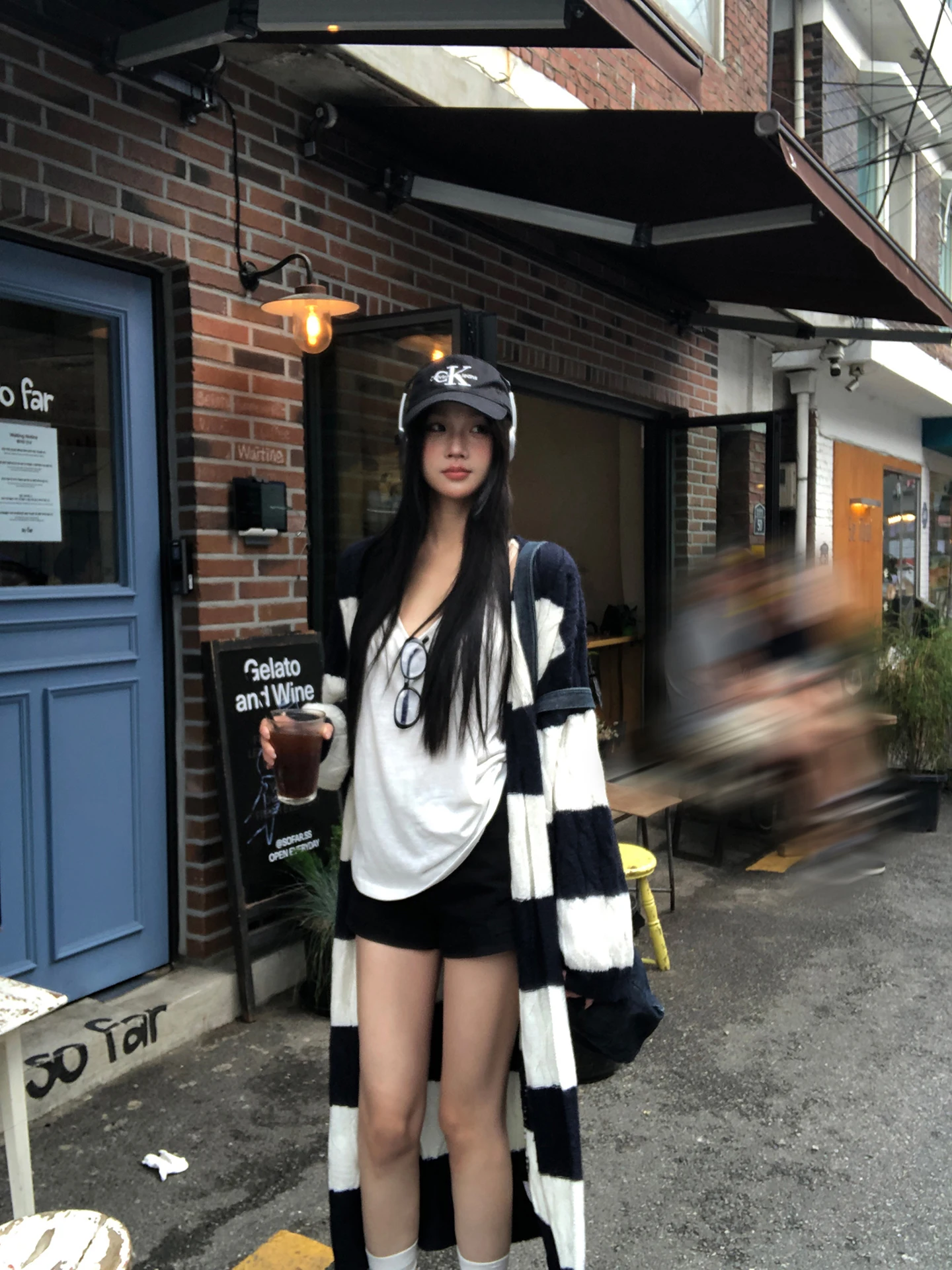 

Red Celebri Knitted Open Cardigan Women's Long Outerwear Top Striped Lazy Sle Design Sweater Jaet Commute Simple Sle