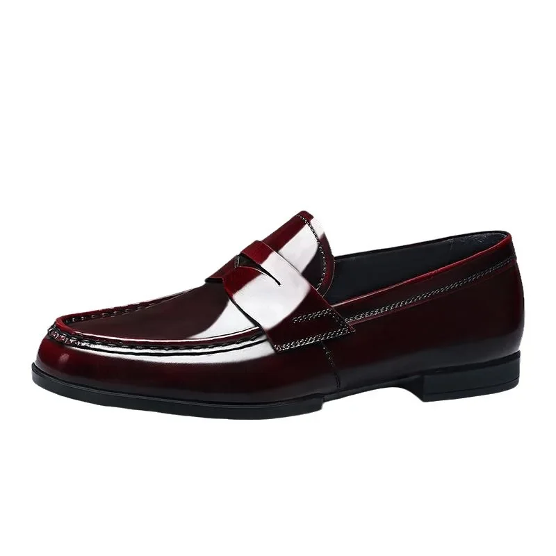 New Designer Men Genuine Leather Casual Shoes Patent Leather Leisure Slip-on Loafers image 6