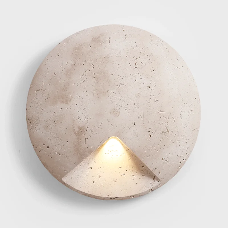 

Vintage Round Shape Natural Stone Art Decoration Wall Lamp Interior Wall Lights Bedroom Decor Bedside Led Sconce Home-appliance