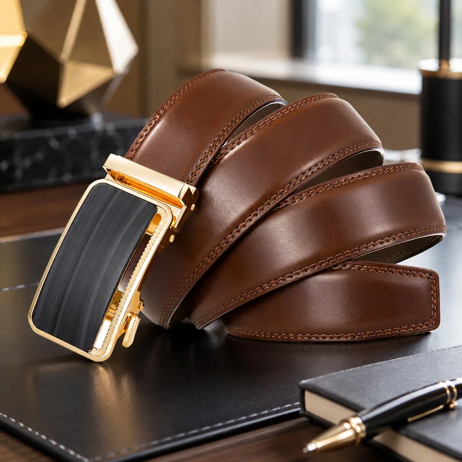2026 Automatic Ratchet Men's Luxury Belts Brand Genuine Leather Belt For Men Designer Mens Dress Belts Formal Ceinture Homme B48