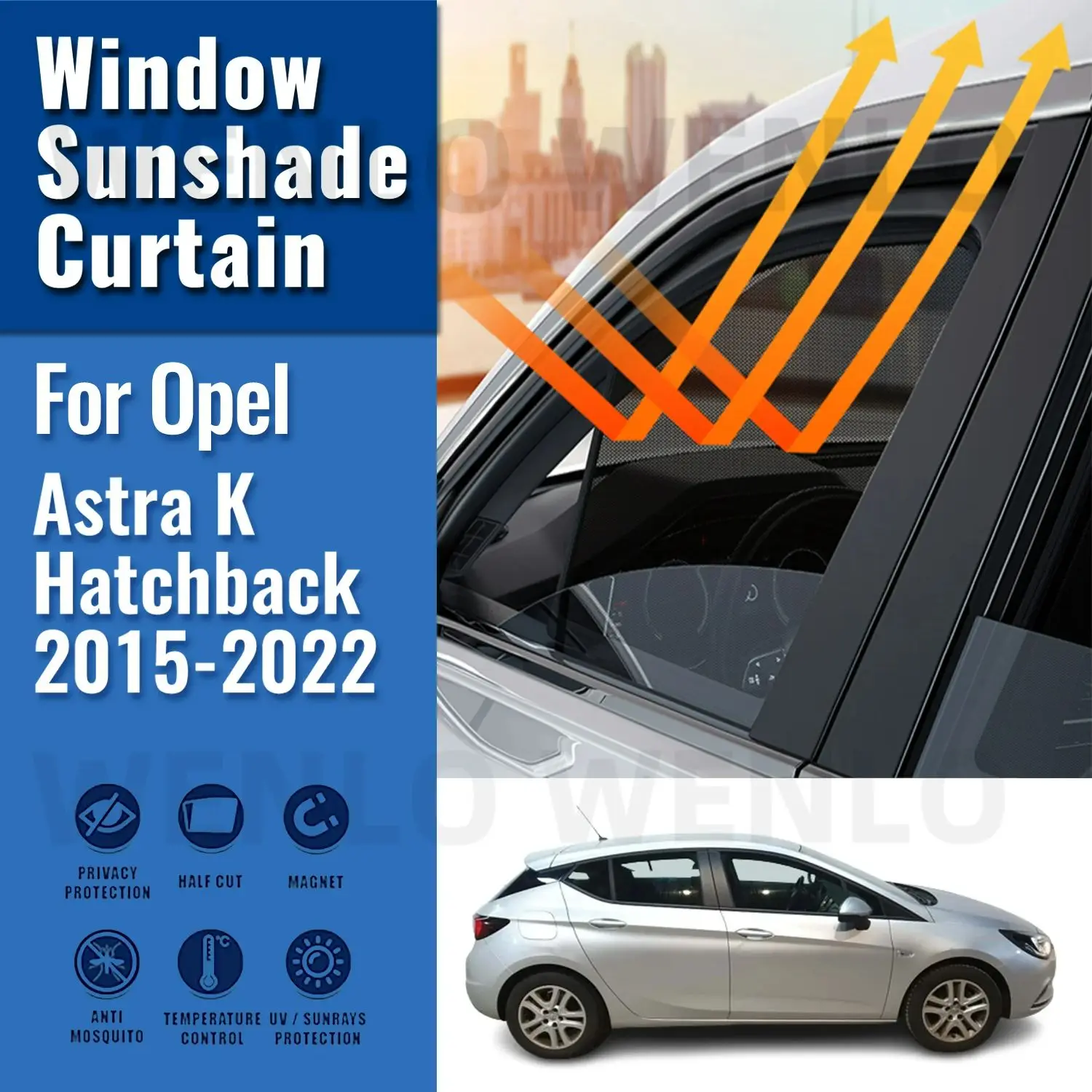 

For Opel Vauxhall Astra K Hatchback 2015-2022 Magnetic Car Sunshade Front Windshield Curtain Rear Side Window Sun Shade