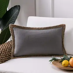 1/2PCS Farmhouse Throw Pillow Cover 30X50cm 45x45cm 50x50cm Christmas Cotton Linen Pillow Cover Trimmed Tailored Edges Grey Red