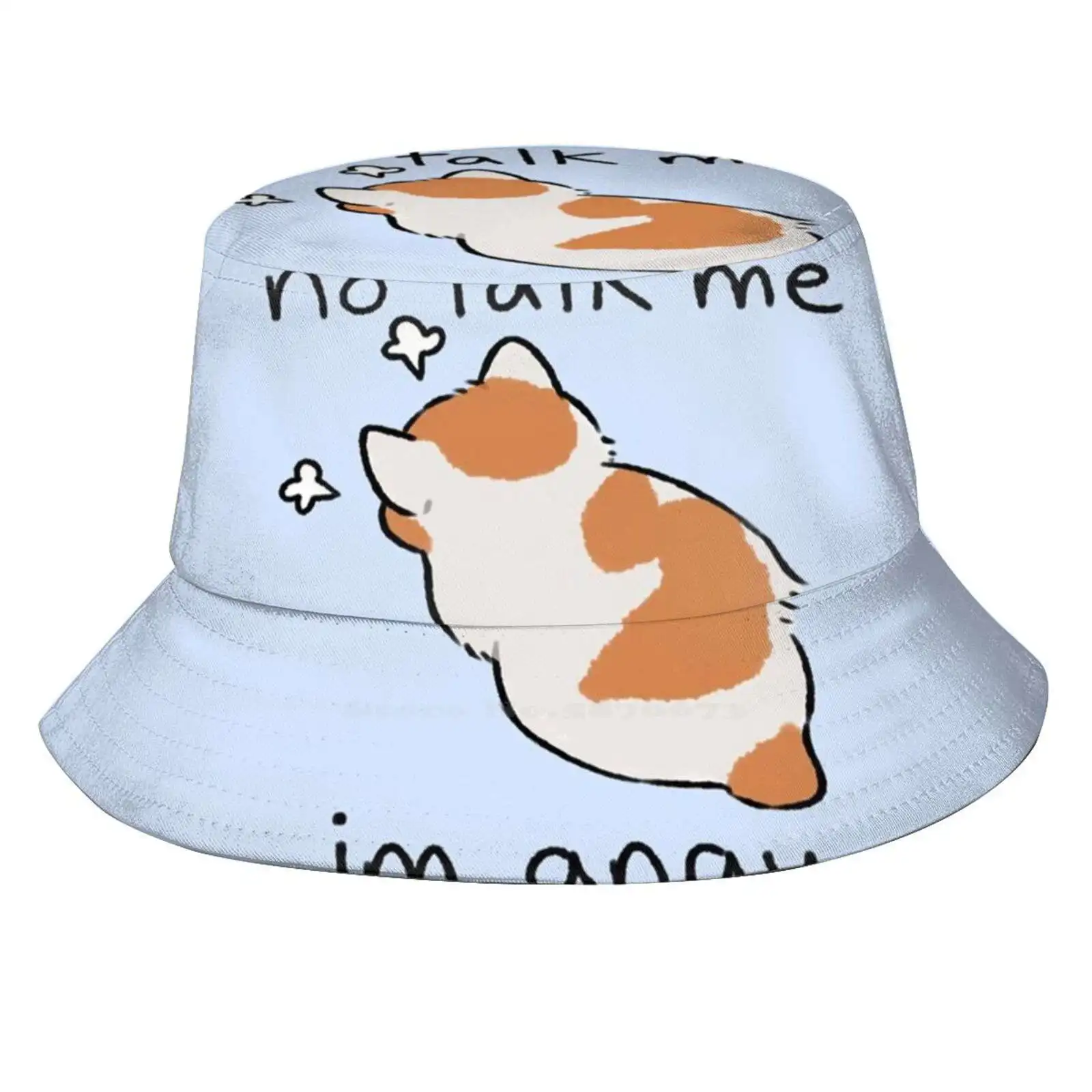 No Talk Me Unisex Fashion Women Men Breathable Bucket Hats Kitten Sad Cat Angry Tumblr Reddit Cursed No Talk Me Im Angy Kawaii