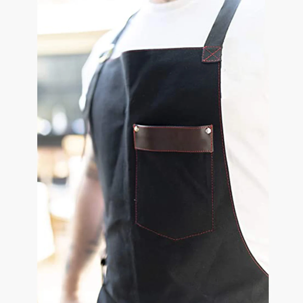 Chef Apron for Men, Canvas, Leather Fabric, Barbecue, Father Gift, Kitchen, Pros, High Quality