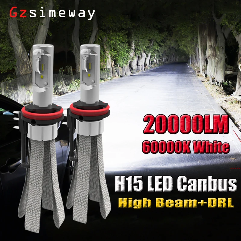 

2PCS H15 LED Canbus Car Light H7 H8 H11 9005 HB3 HB4 9006 9012 H1 LED Headlight 20000LM Automobile Bulb H4 Hi/Lo Auto Fog Lamps