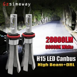 2PCS H15 LED Canbus Car Light H7 H8 H11 9005 HB3 HB4 9006 9012 H1 LED Headlight 20000LM Automobile Bulb H4 Hi/Lo Auto Fog Lamps