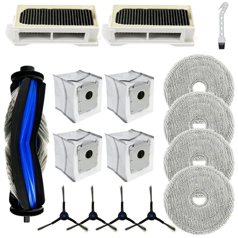 

Запасные части B43C для робота-пылесоса ECOVACS Deebot Mini - основная и боковые щетки, HEPA-фильтр, салфетка для влажной уборки, мешок для сбора пыли, комплект аксессуаров.