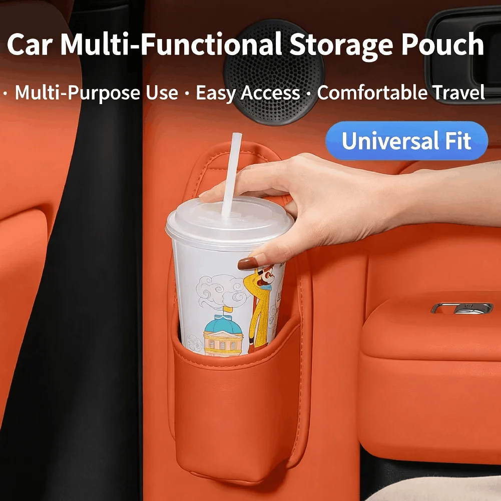 Universal Car Door Storage Pocket Slim Adhesive Cup Holder Door Mount Organizer For Drink Bottle Phone Small Sundries Car Access