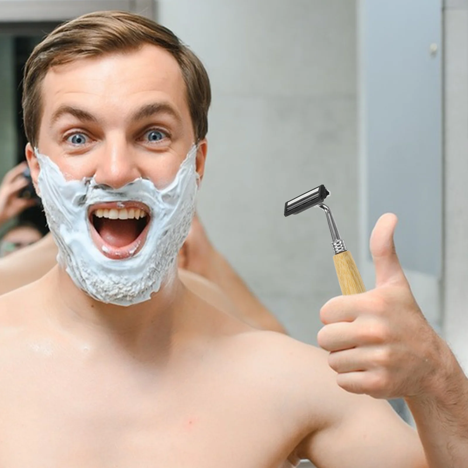 

4 pcs Stainless Steel Bamboo Handle Razor Manual Shaving Tool For Men, Classic Beard Shaver, Smooth Hair Clipper