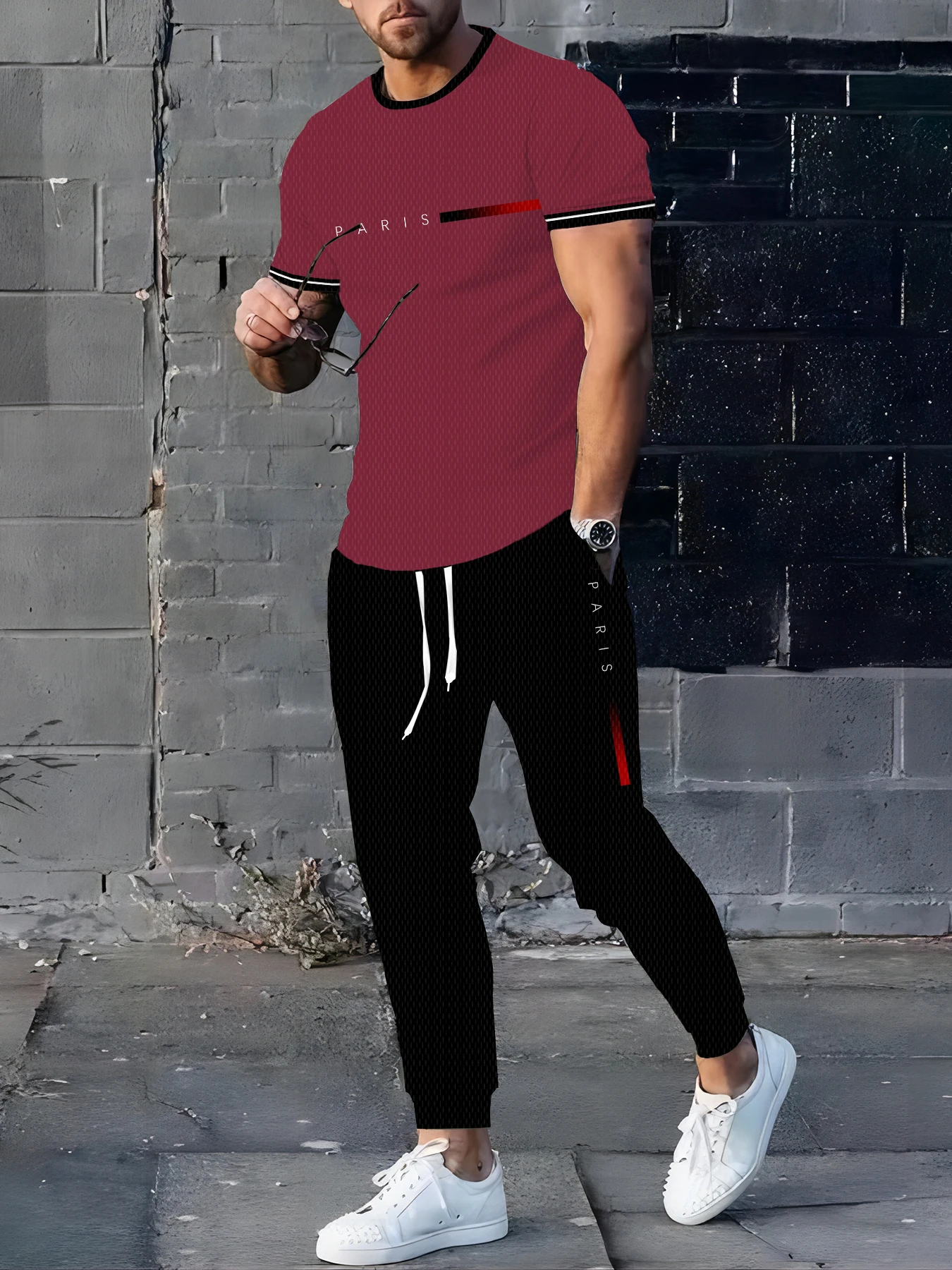 Letni nowy garnitur męski to casualowy i modny strój męski na zewnątrz, prosty w stylu, z nadrukami liter.