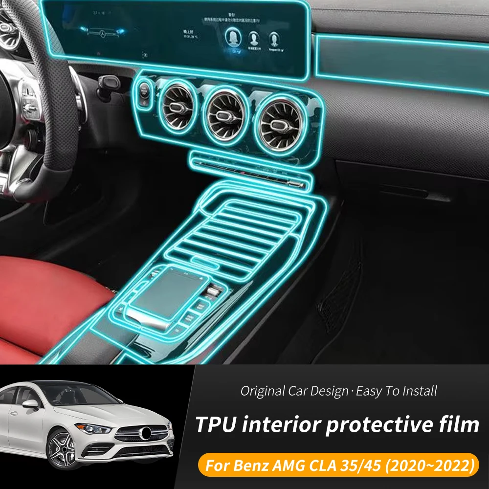 For Mercedes-Benz CLA 35/45 AMG 20-22 C118 Car Interior Center Console Transparent TPU Protective Film Anti-scratch Repair Film