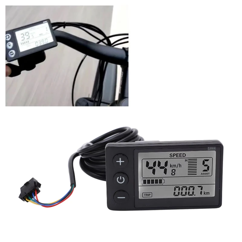 

S866 Display LCD Meter 24V 36V 48V Scooter Control Panel with Plug Bike LCD Display Meter Cycling