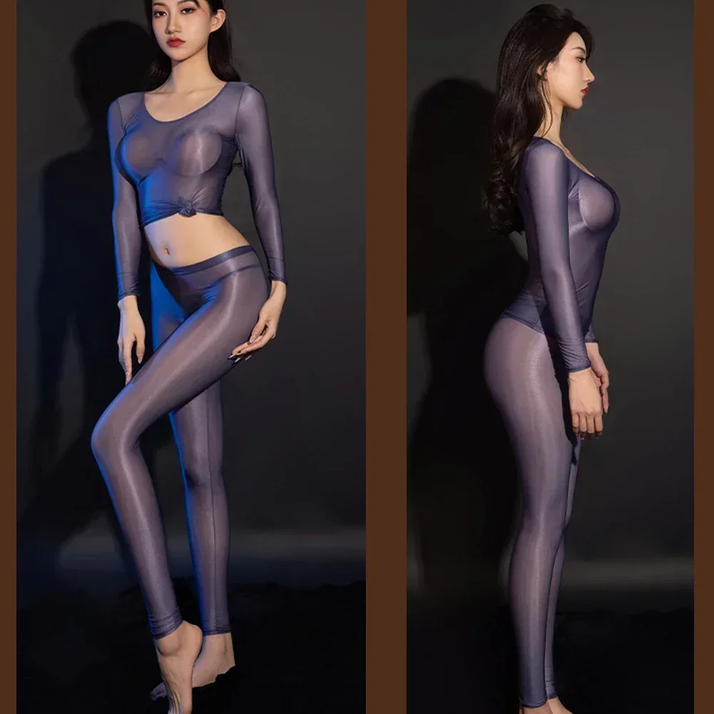 女性のためのセクシーなオープンクロッチパンスト,透明で伸縮性のあるランジェリー