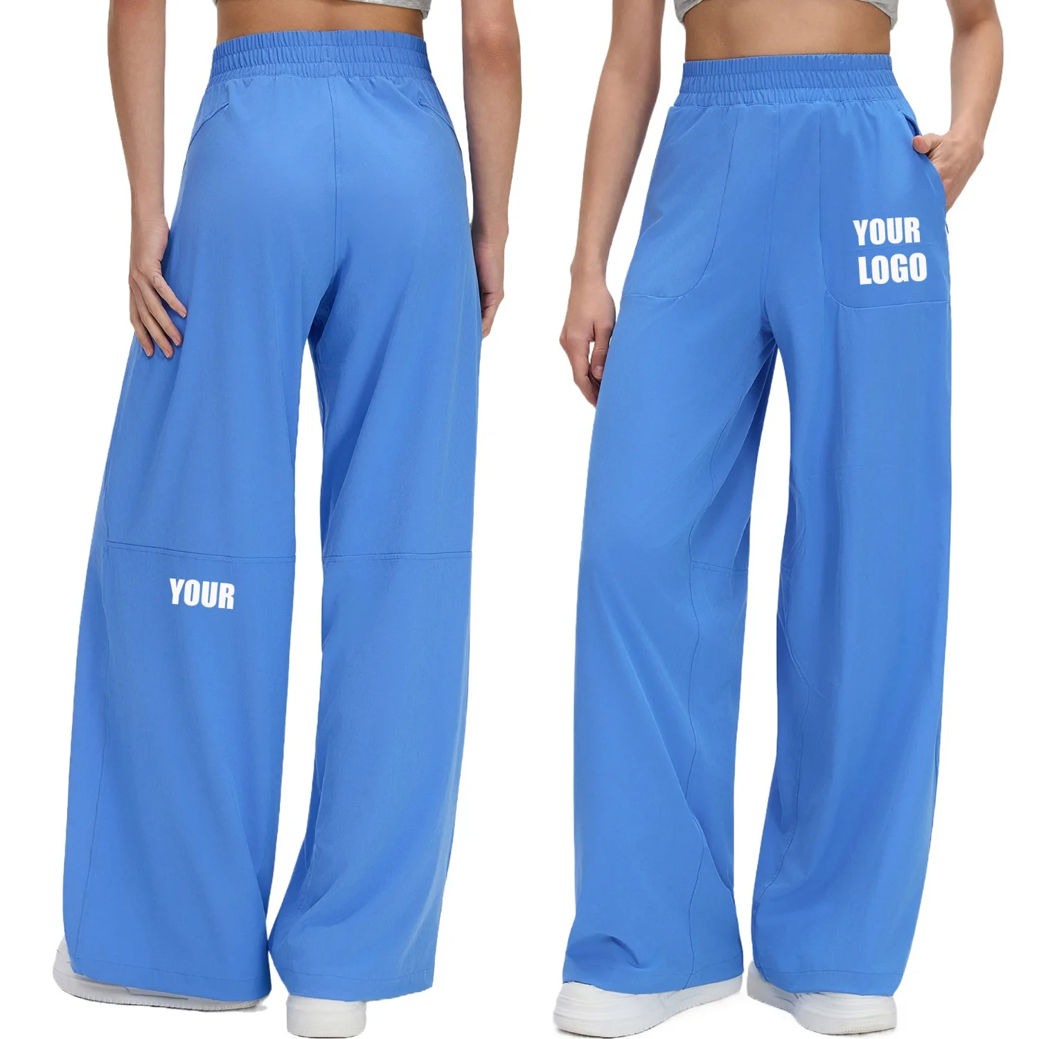 Pers LOGO Custom Women's High Waist Sports Casual Pants Loose and Breathable Running Fitness Sports Wide Leg Pants with Pockets