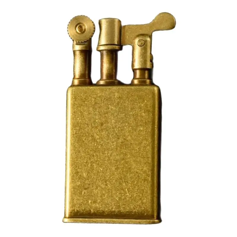 JIFENG Brass Retro Gasoline Lighters Antique Collection Metal Men'S Cigarette Lighter Gift 27*61mm