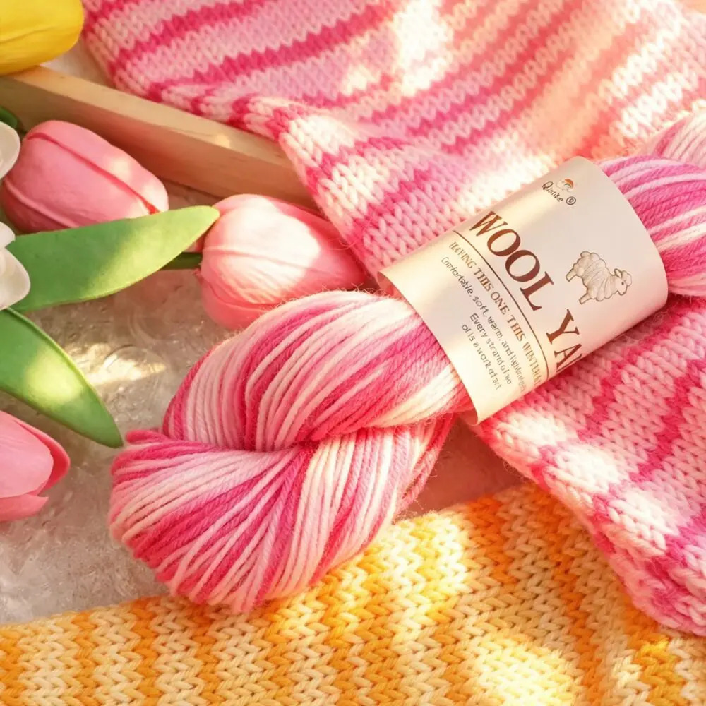 50g Gradient Wool Yarn Rainbow Color Dyeing Stranded Wire Hand Woven DIY Baby Sweater Scarf Warm and Soft