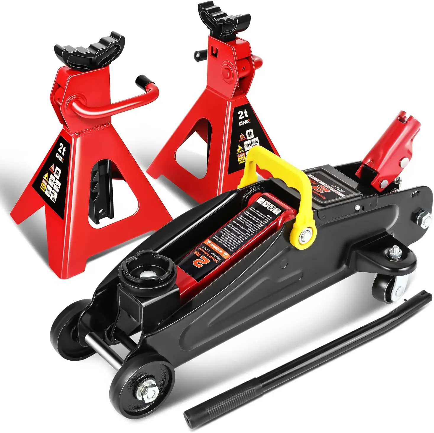 

Low Profile Hydraulic Trolley Jack Combo with 2 Ratchet Stands, 2 Ton Capacity for Cars and SUVs