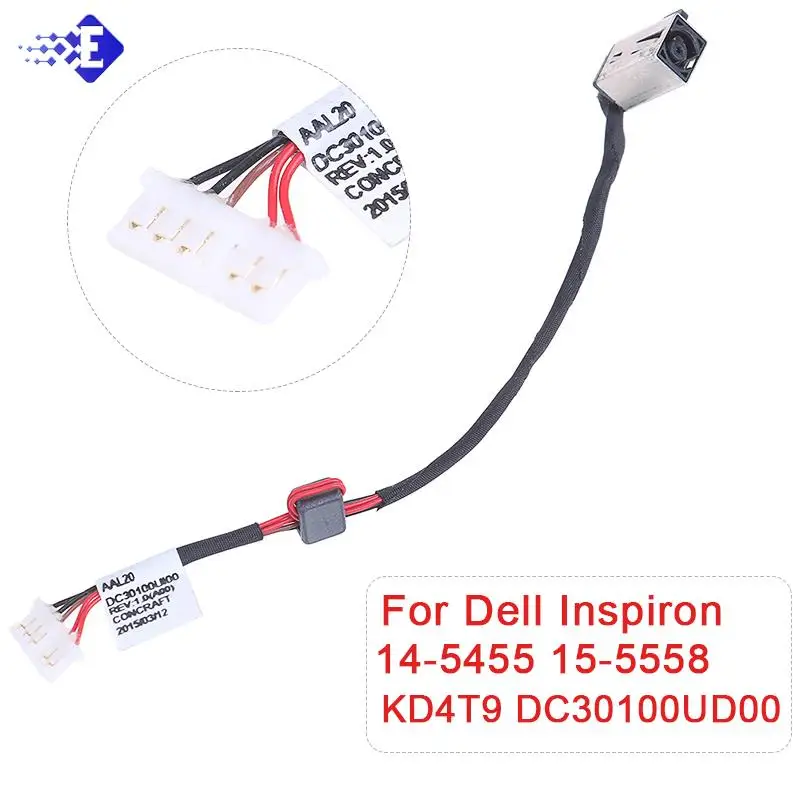 1Pcs DC Power Jack Connector Flex Cable Socket For Dell Inspiron 14-5455 15-5558 KD4T9 DC30100UD00