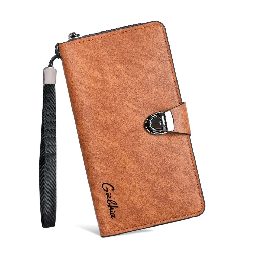 New Zipper Buckle Long Wallet PU Leather Multi-Slot Money Clip Solid Color Coin Pocket Gift