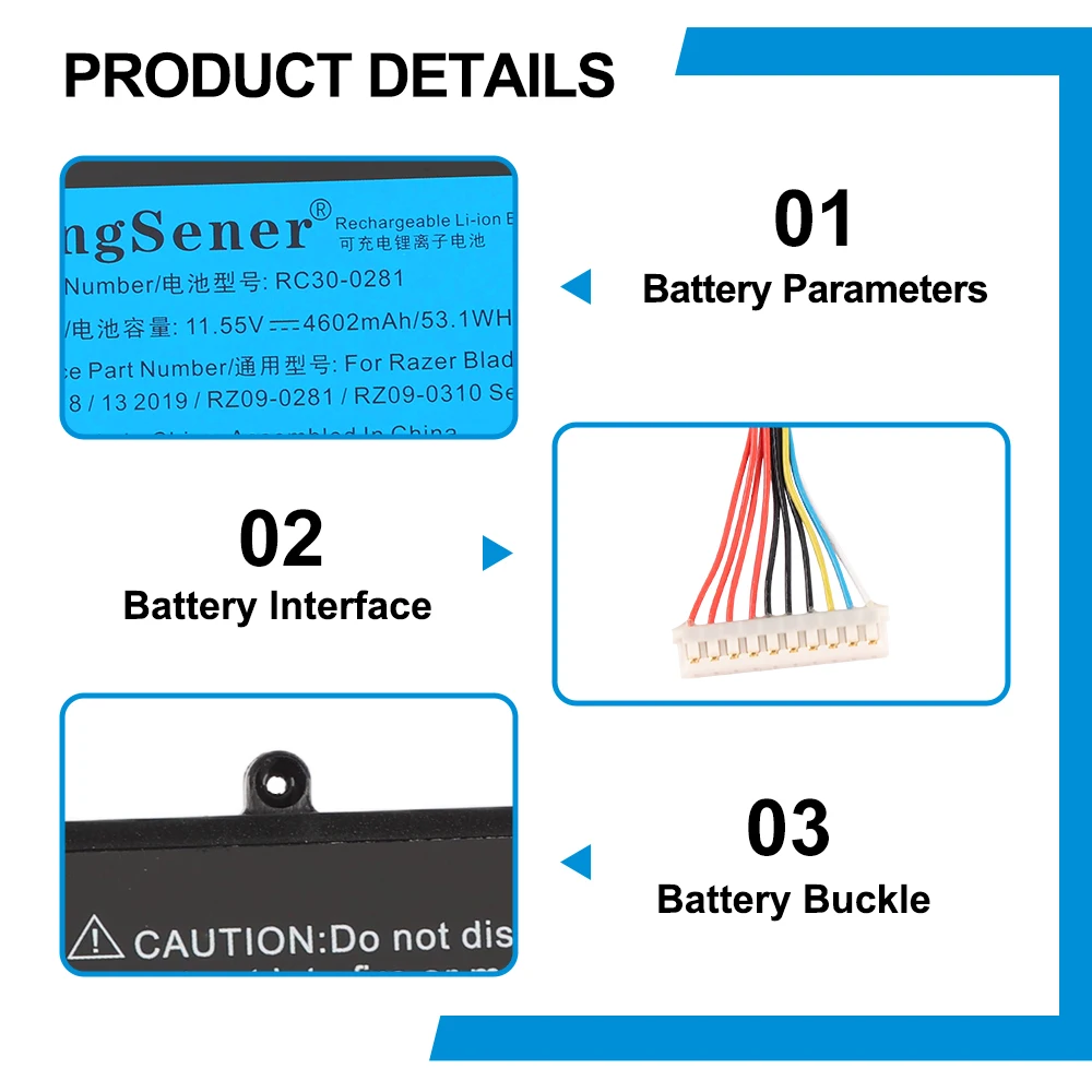 KingSener RC30-0281 RZ09-0281 akumulator do laptopa dla Razer Blade Stealth 13 2018 2019 Max-Q RZ09-03102E52-R3U1 RZ09-02812E71