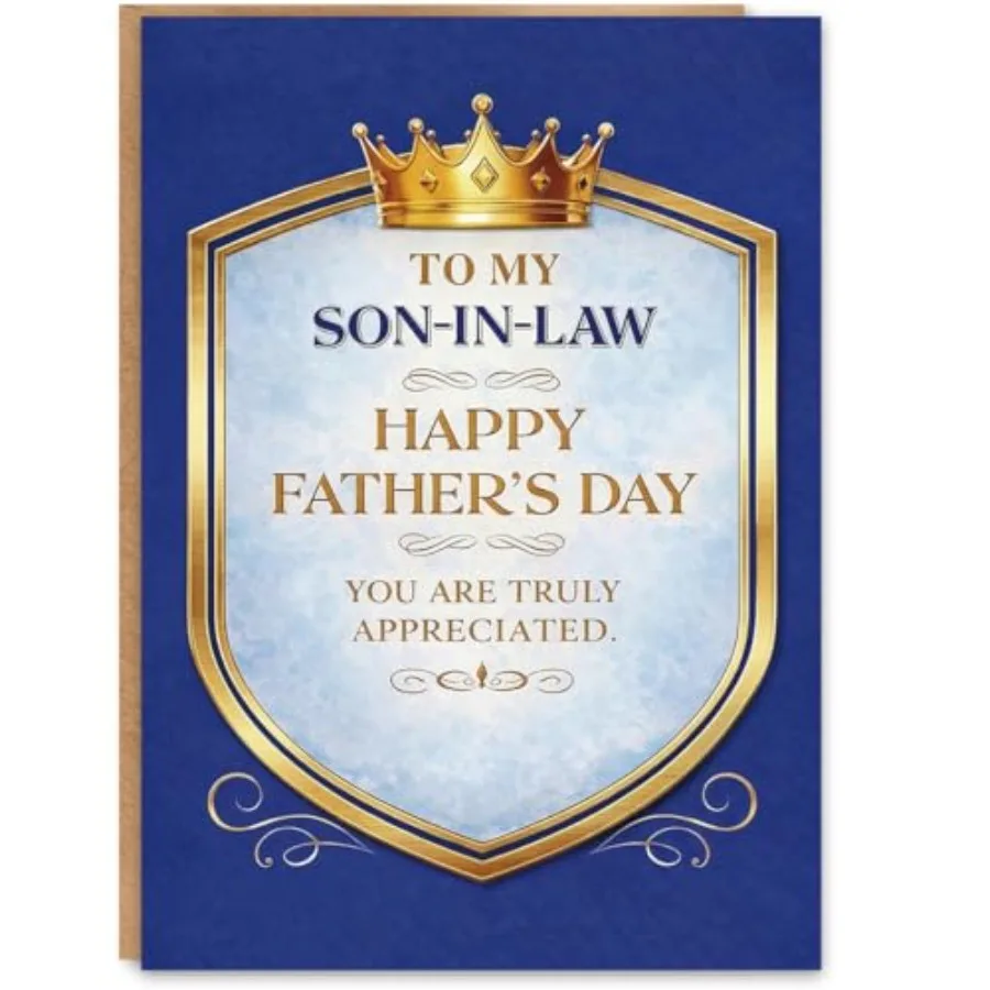 

Fathers Day Card for Son in Law, Fathers Day Gift for Son in Law, Printed Inside, with Kraft Envelope and Gold Seal Sticker