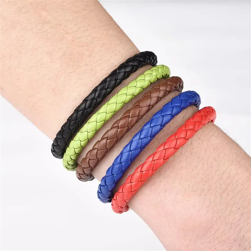 5 Colors Simple Leather Bracelet for Men Women Multicolor Braided Bangle Bracelet Hand Jewelry Dropshipping Wholesale