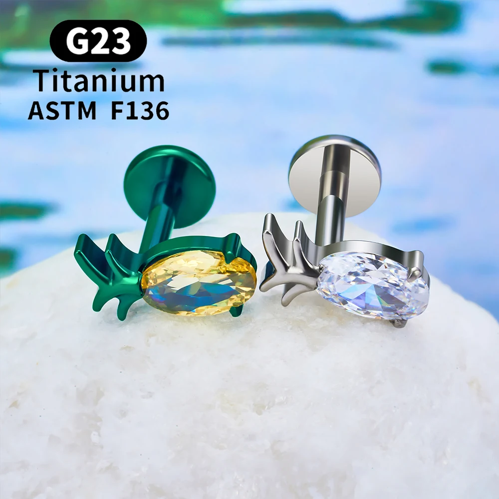 G23 Titanium Stud Earring for Women Bird Pineapple Clouds 16G CZ Ear Tragus Cartilage Helix Conch Daith Lobe Piercing Jewelry