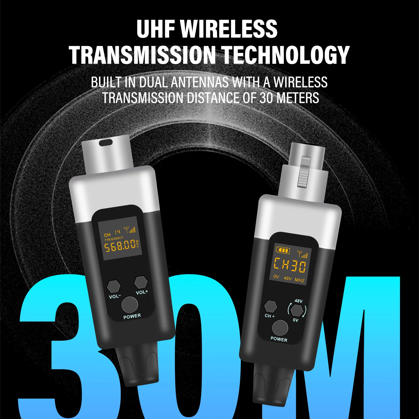 48V/0V UHF Wireless Microphone Converter XLR Transmitter and Receiver Microphone Wireless System for All Kind Microphone